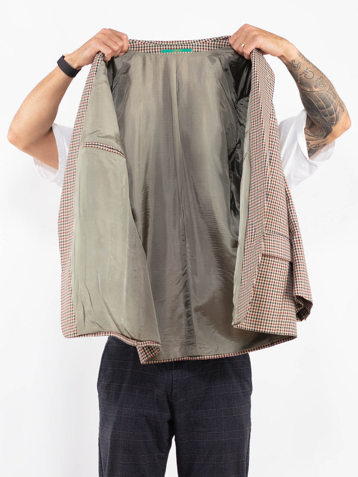 Vintage 80's Men Wool Blend Blazer Jacket in Multi