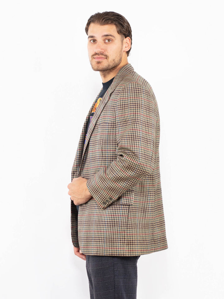 Vintage 80's Men Wool Blazer Jacket in MultiZ2424