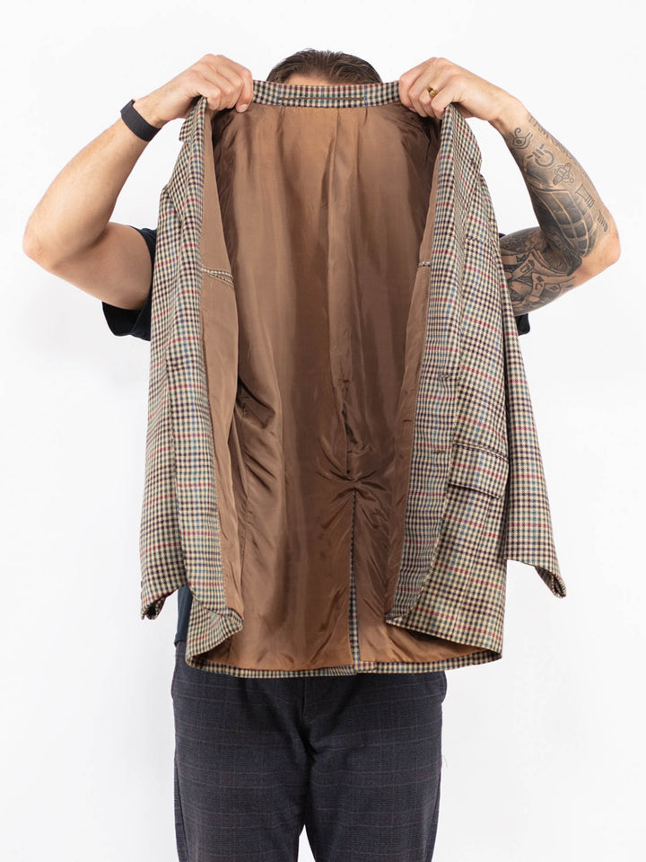 Vintage 80's Men Wool Blazer Jacket in MultiZ2424
