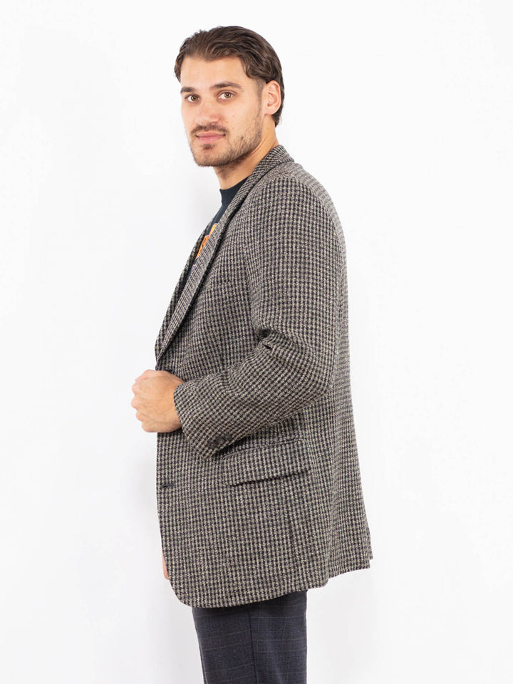 Vintage 80's Men Wool Blend Blazer Jacket in GrayZ2437
