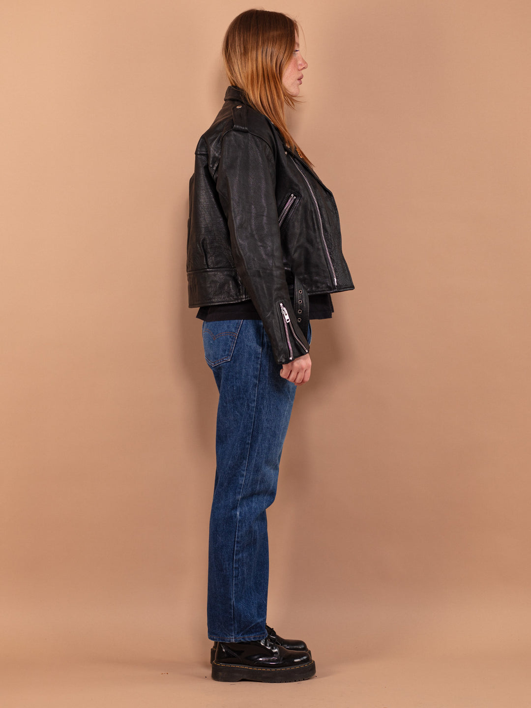 Vintage 80's Women Biker Leather Jacket - NorthernGrip
