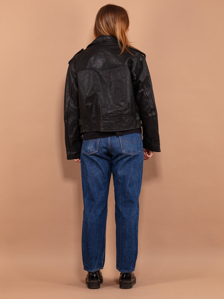 Vintage 80's Women Biker Leather Jacket - NorthernGrip