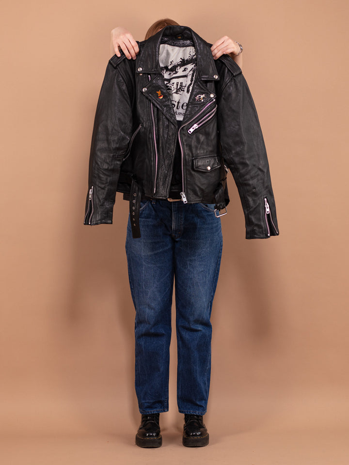 Vintage 80's Women Biker Leather Jacket - NorthernGrip