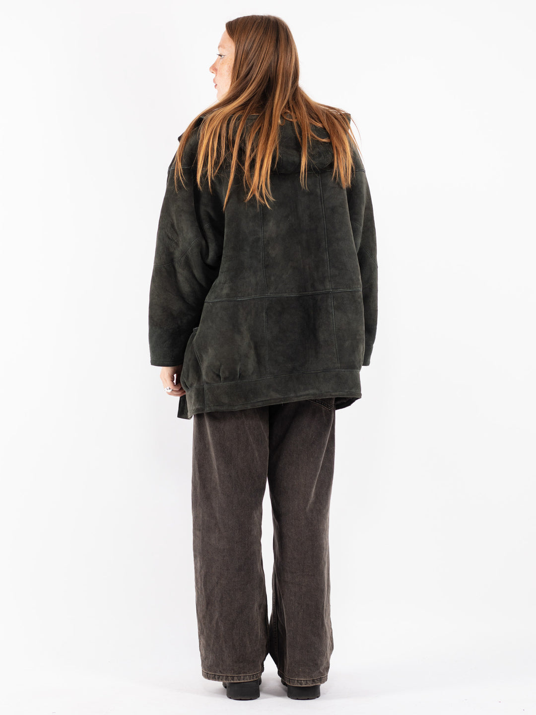 Vintage 80's Women Sheepskin Coat in Green