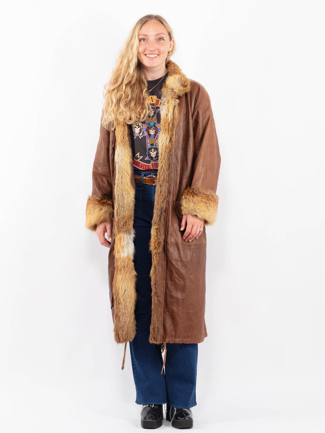 Vintage 80's Women Leather Coat in BrownA0412