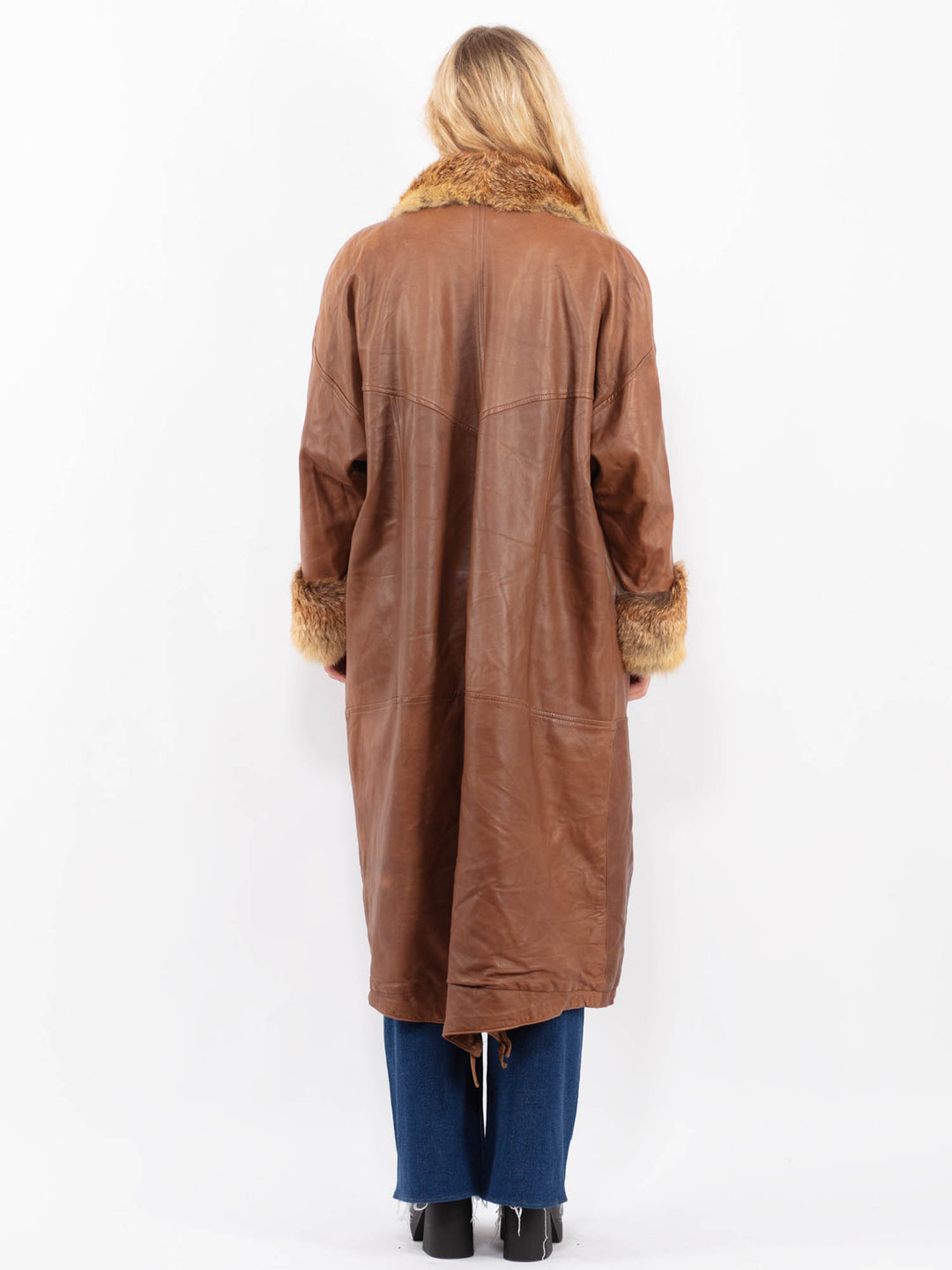 Vintage 80's Women Leather Coat in BrownA0412