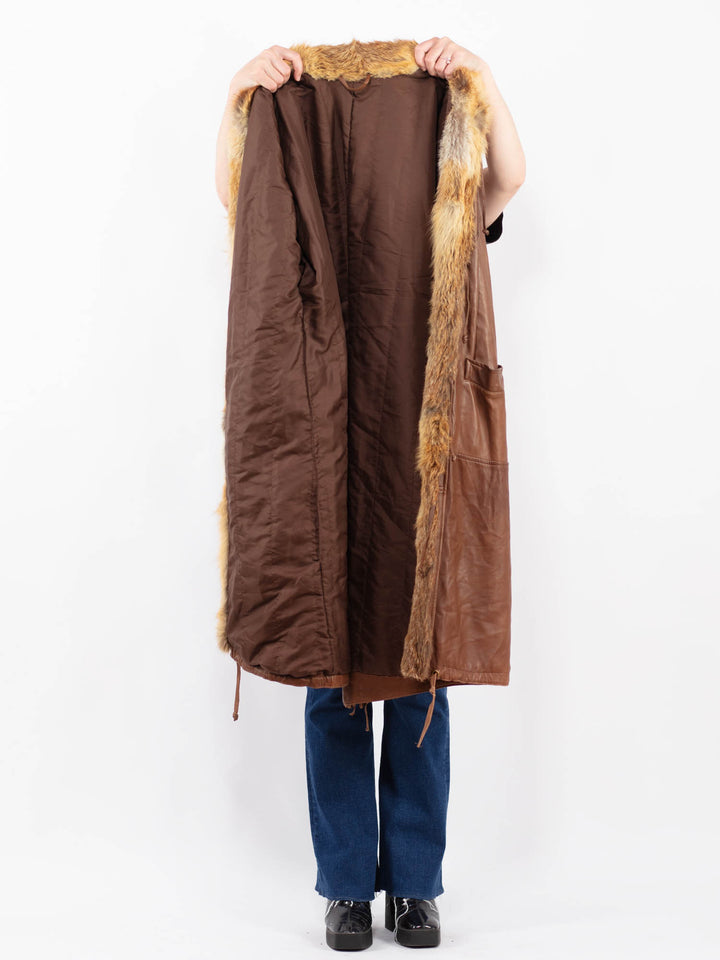 Vintage 80's Women Leather Coat in BrownA0412