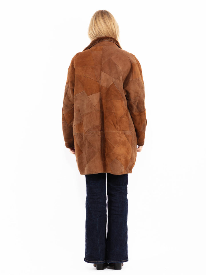 Vintage 80's Women Sheepskin Coat in Brown