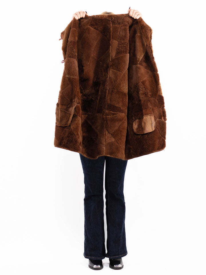 Vintage 80's Women Sheepskin Coat in Brown