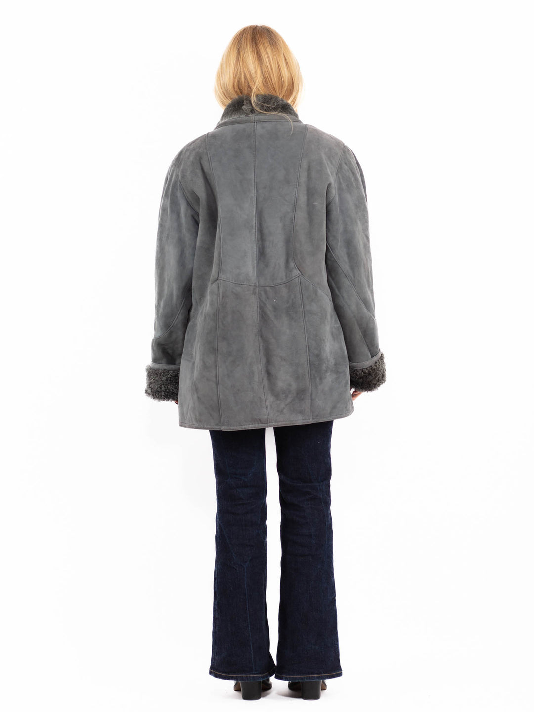 Vintage 80's Penny Lane Sheepskin Coat in Gray