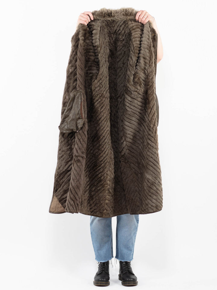 Vintage 80's Women Sheepskin Coat in BeigeA0248