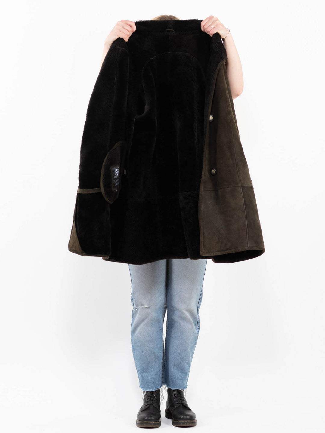 Vintage 80's Women Sheepskin Coat in GreenA0253