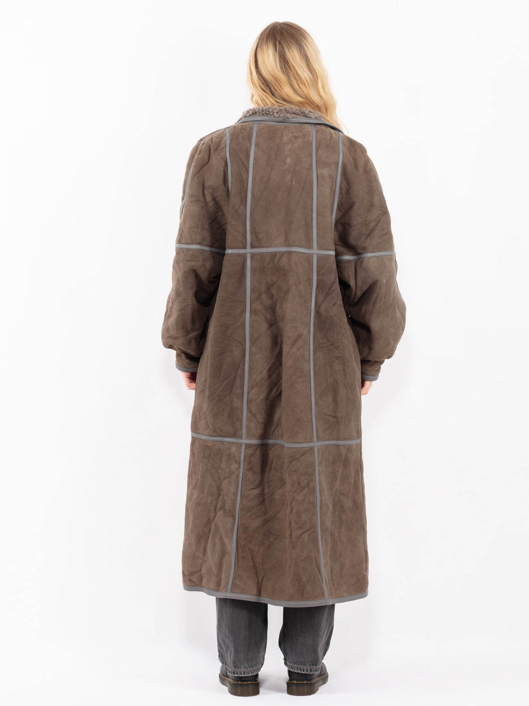 Vintage 80's Women Sheepskin Coat in GrayA0602