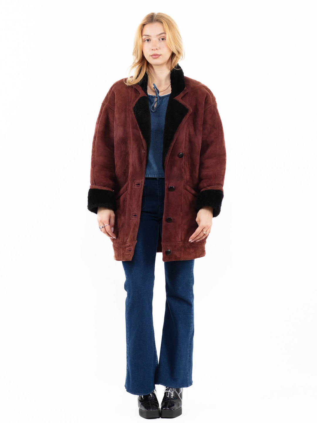 Vintage 80's Women Sheepskin Coat in BrownA0050