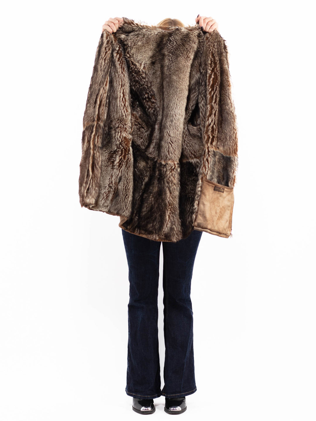 Vintage 80's Penny Lane Sheepskin Coat in Beige Brown