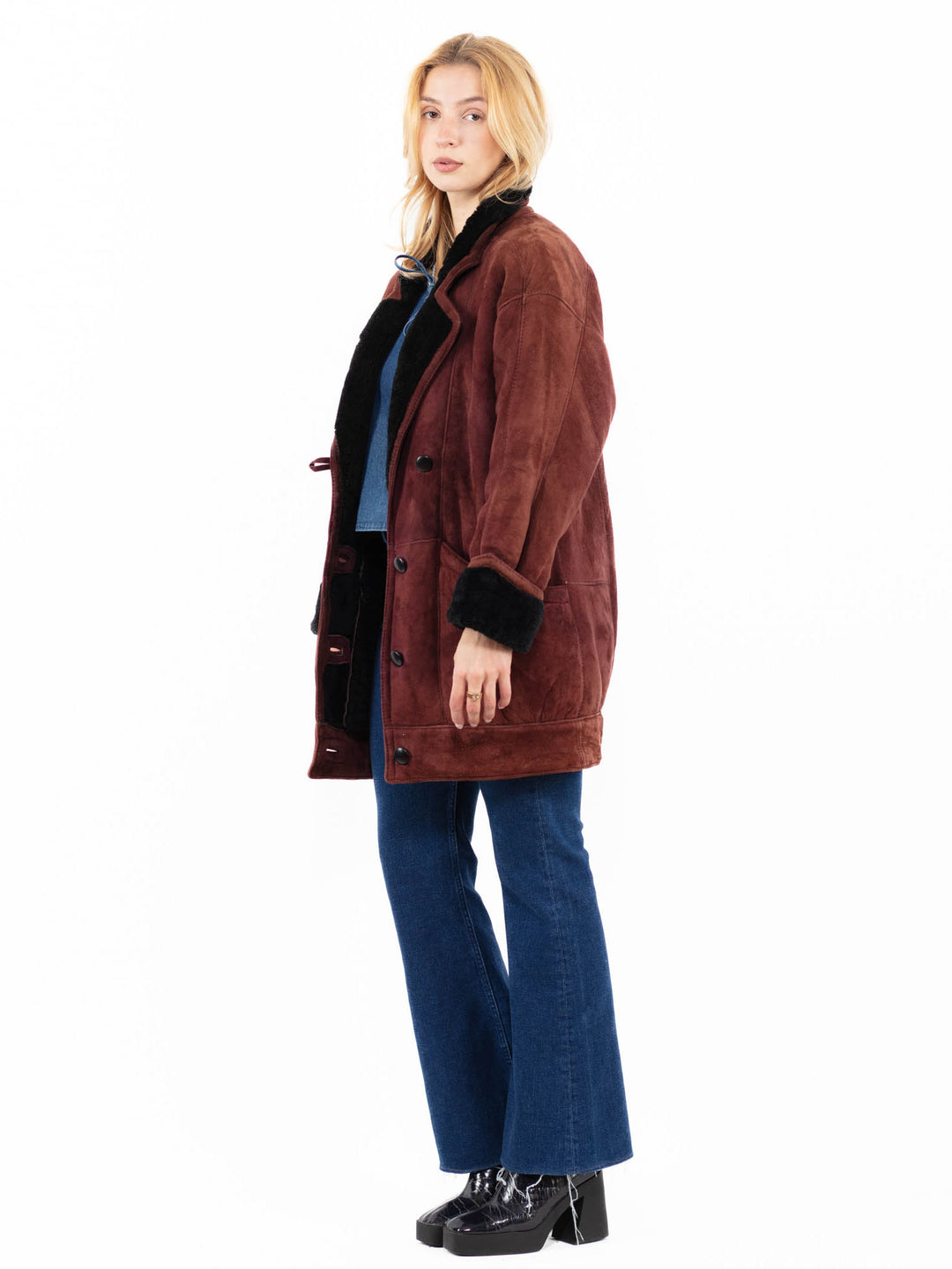 Vintage 80's Women Sheepskin Coat in BrownA0050