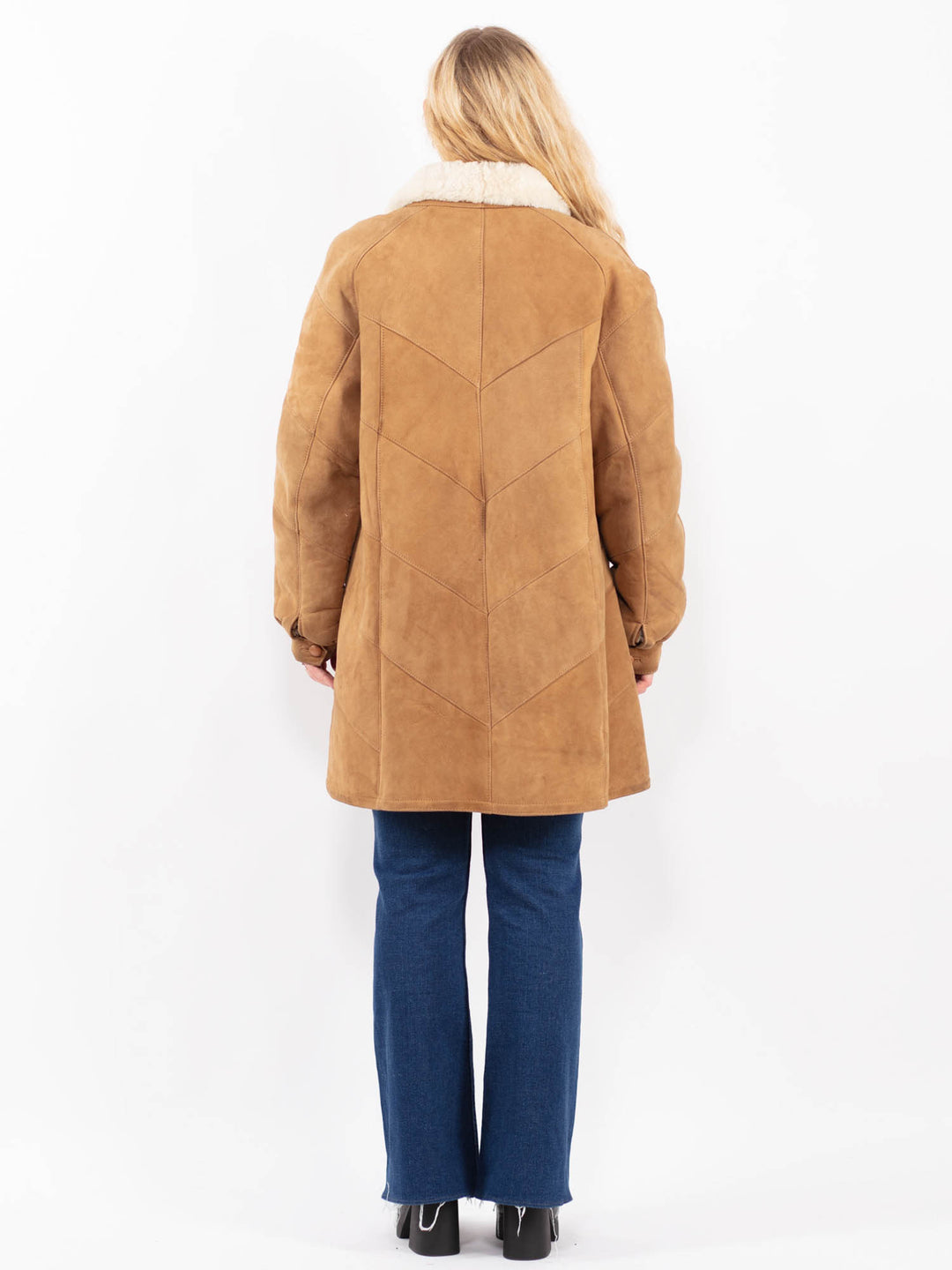 Vintage 80's Women Sheepskin Coat in BrownA0361