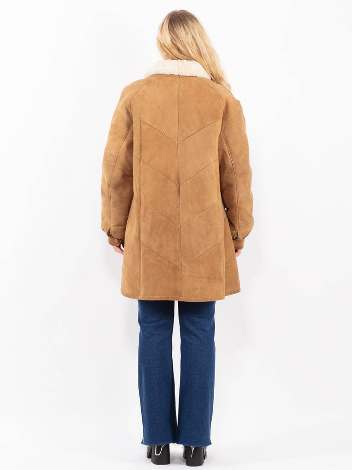 Vintage 80's Women Sheepskin Coat in BrownA0361