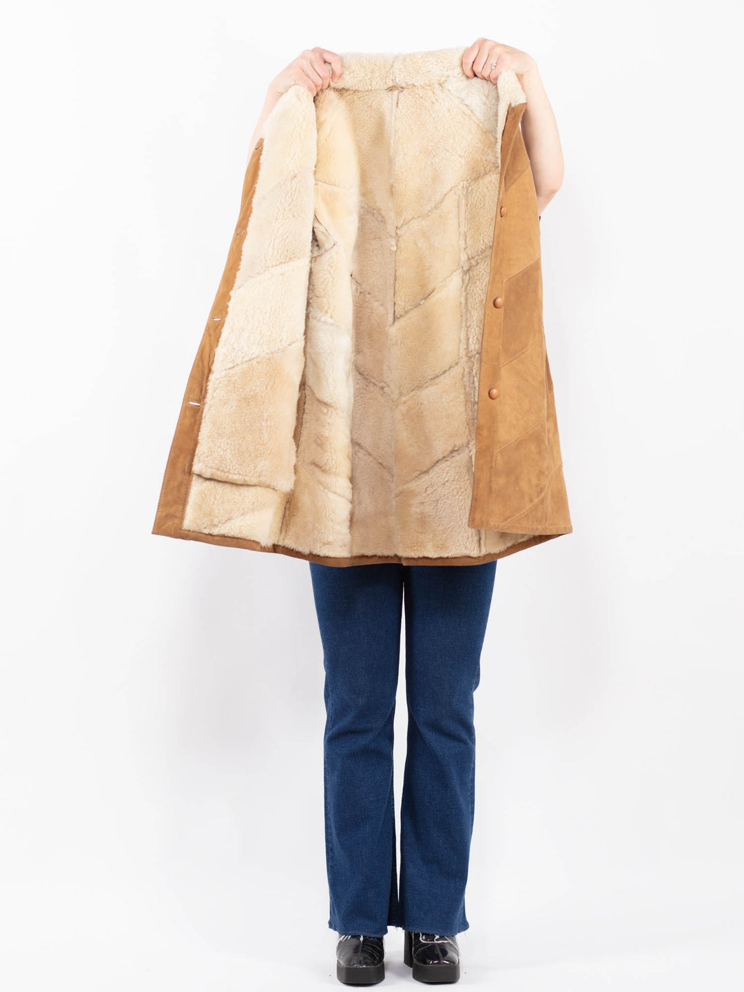 Vintage 80's Women Sheepskin Coat in BrownA0361