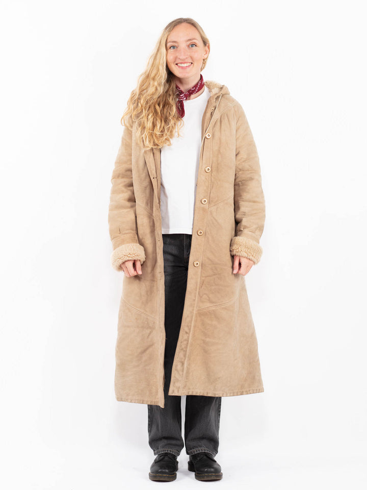 Vintage 80's Women Sheepskin Coat in BeigeA0605