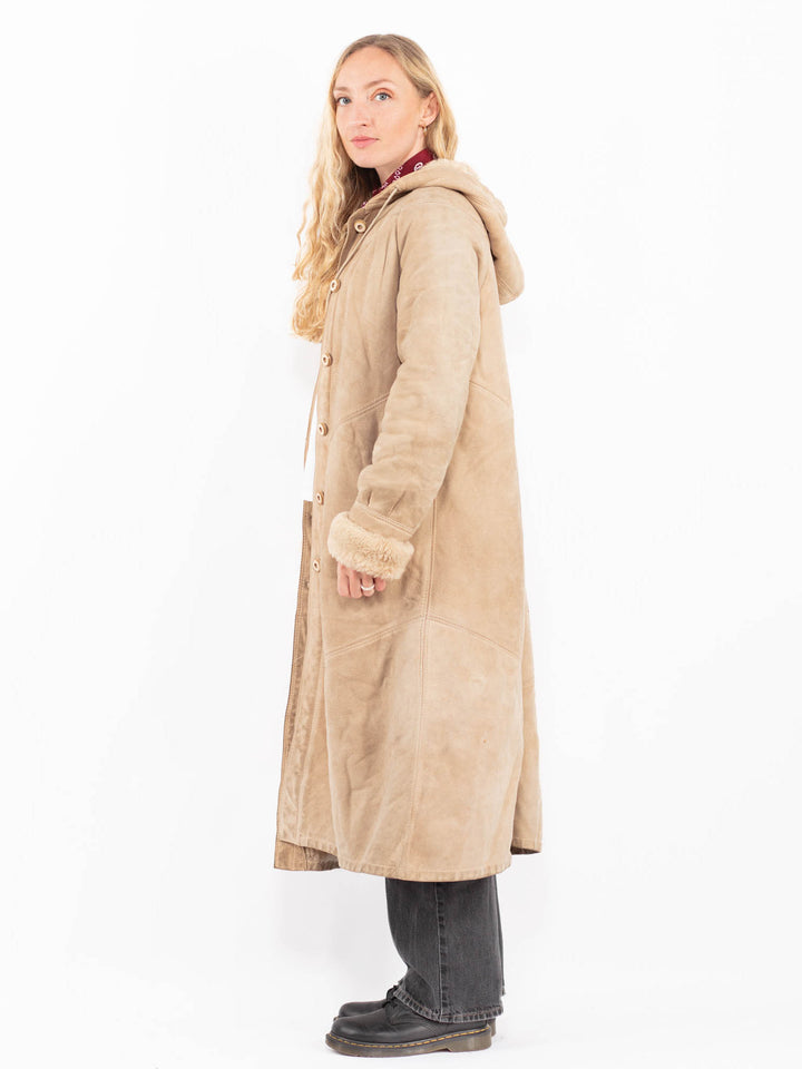 Vintage 80's Women Sheepskin Coat in BeigeA0605