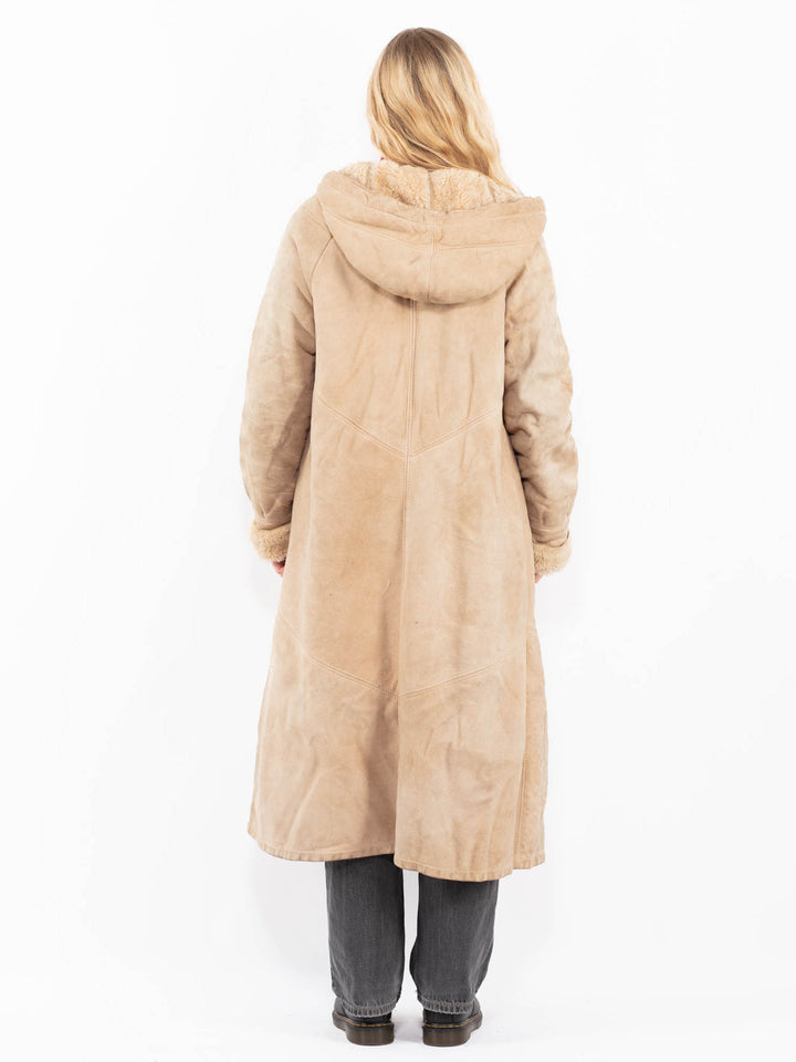 Vintage 80's Women Sheepskin Coat in BeigeA0605