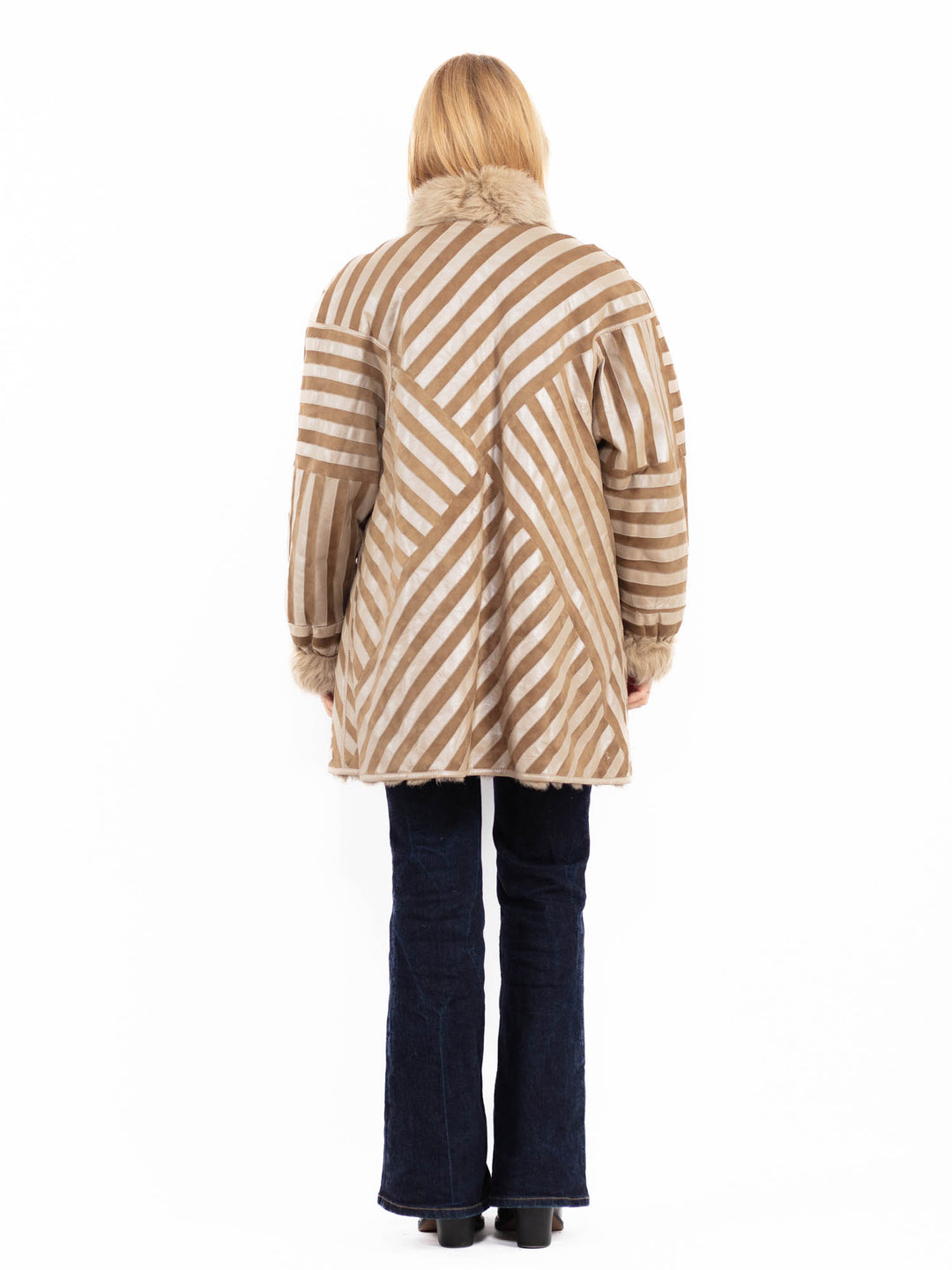 Vintage 80's Penny Lane Sheepskin Coat in Beige Brown