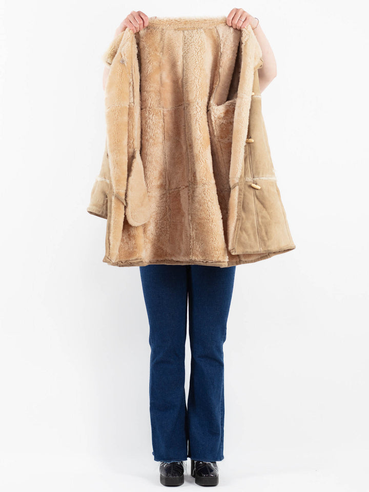 Vintage 80's Women Sheepskin Coat in BeigeV9863