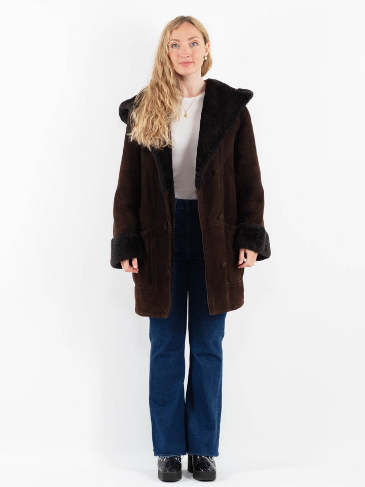 Vintage 80's Women Sheepskin Coat in BrownV9865