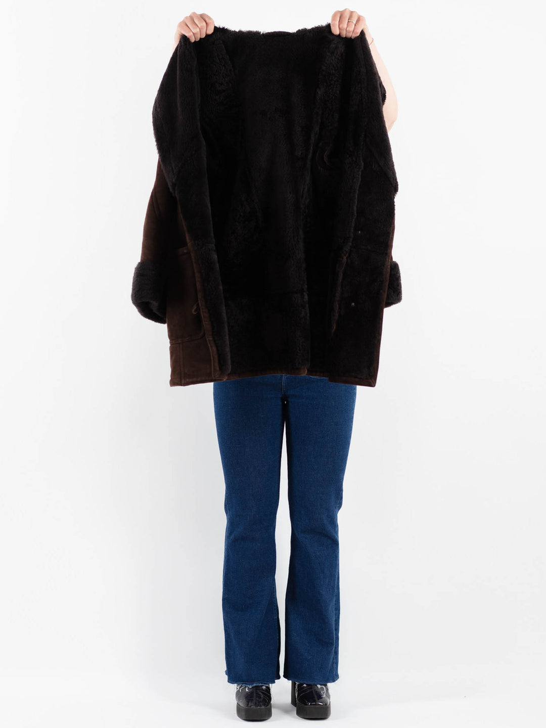 Vintage 80's Women Sheepskin Coat in BrownV9865