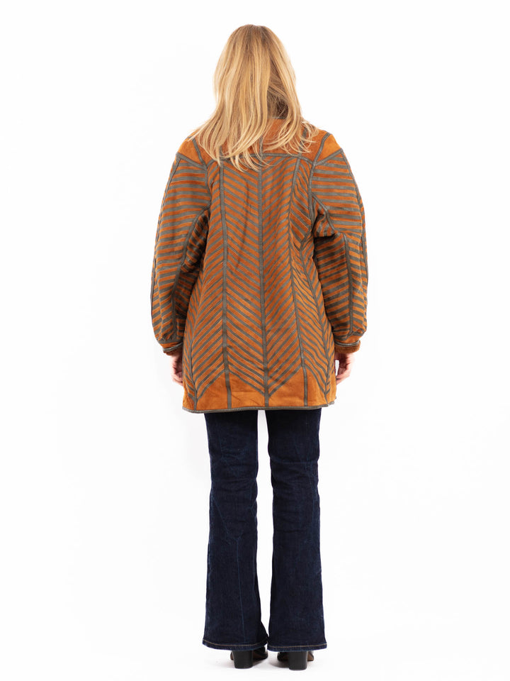 Vintage 80's Women Sheepskin Coat in Brown