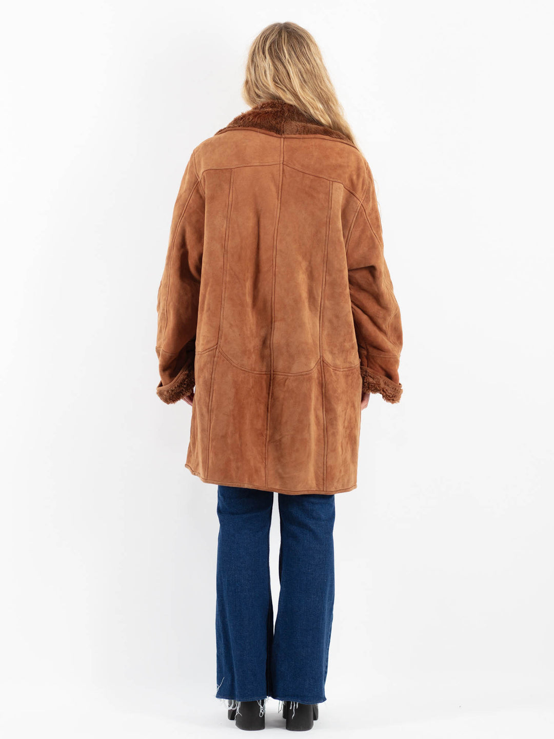 Vintage 80's Women Sheepskin Coat in BrownV9866