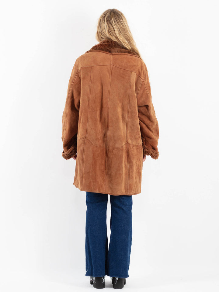 Vintage 80's Women Sheepskin Coat in BrownV9866