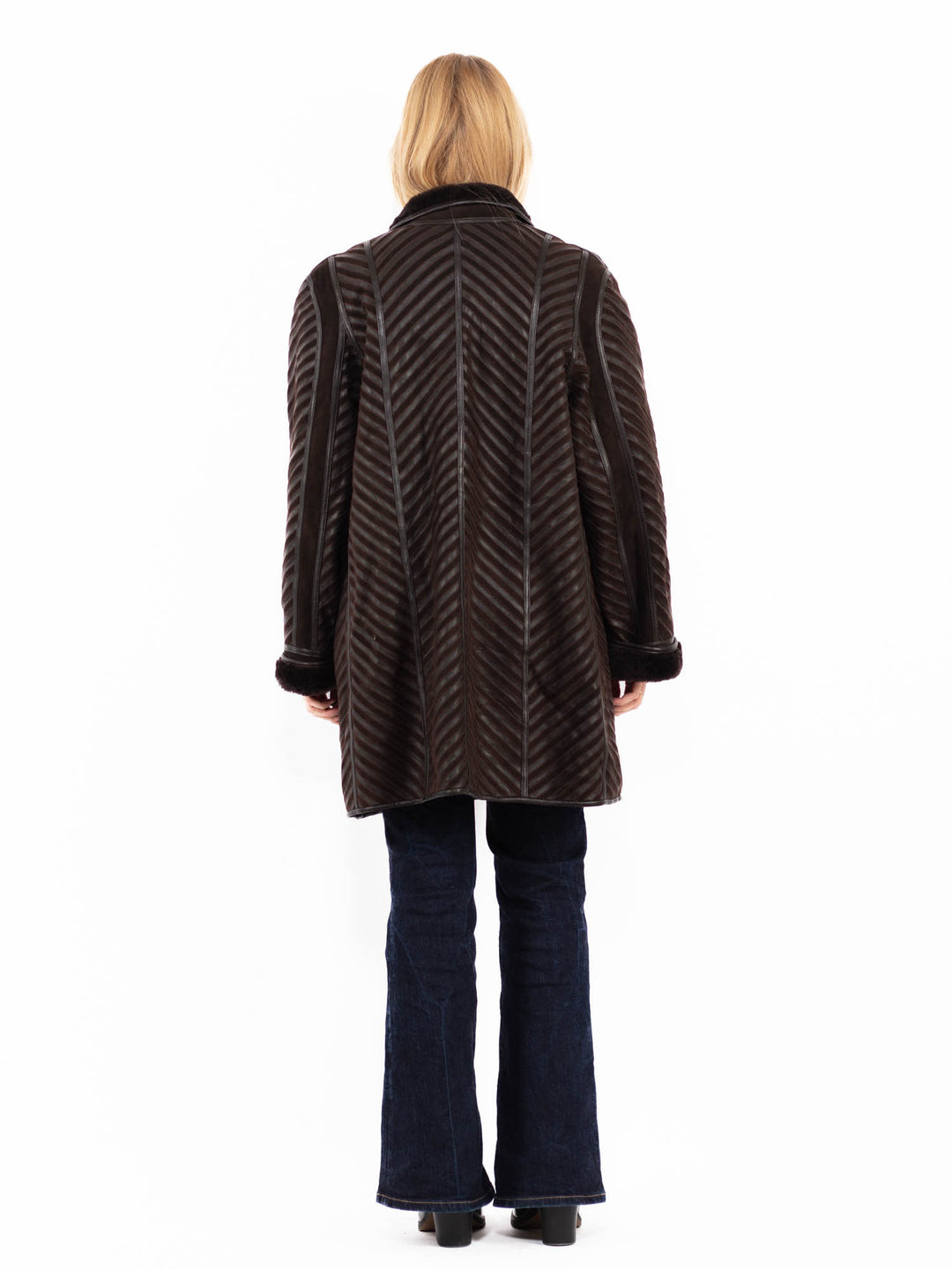 Vintage 80's Women Sheepskin Coat in Brown