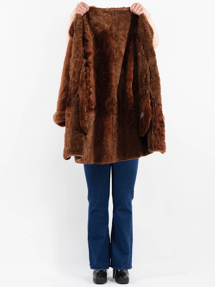 Vintage 80's Women Sheepskin Coat in BrownV9866