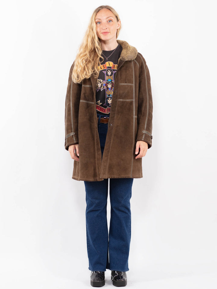 Vintage 80's Women Sheepskin in BrownA0369