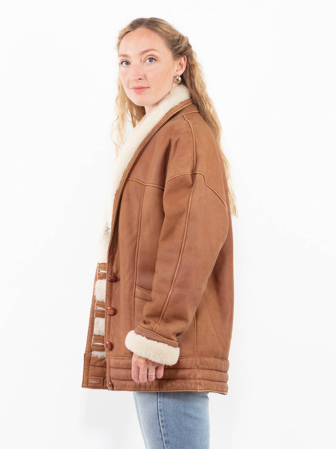 Vintage 80's Women Sheepskin Coat in BrownA0267