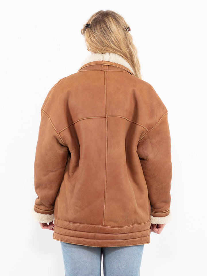 Vintage 80's Women Sheepskin Coat in BrownA0267