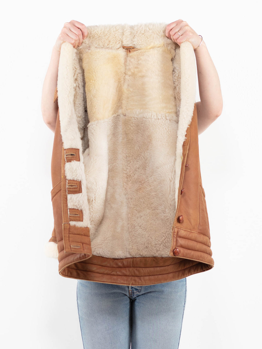 Vintage 80's Women Sheepskin Coat in BrownA0267