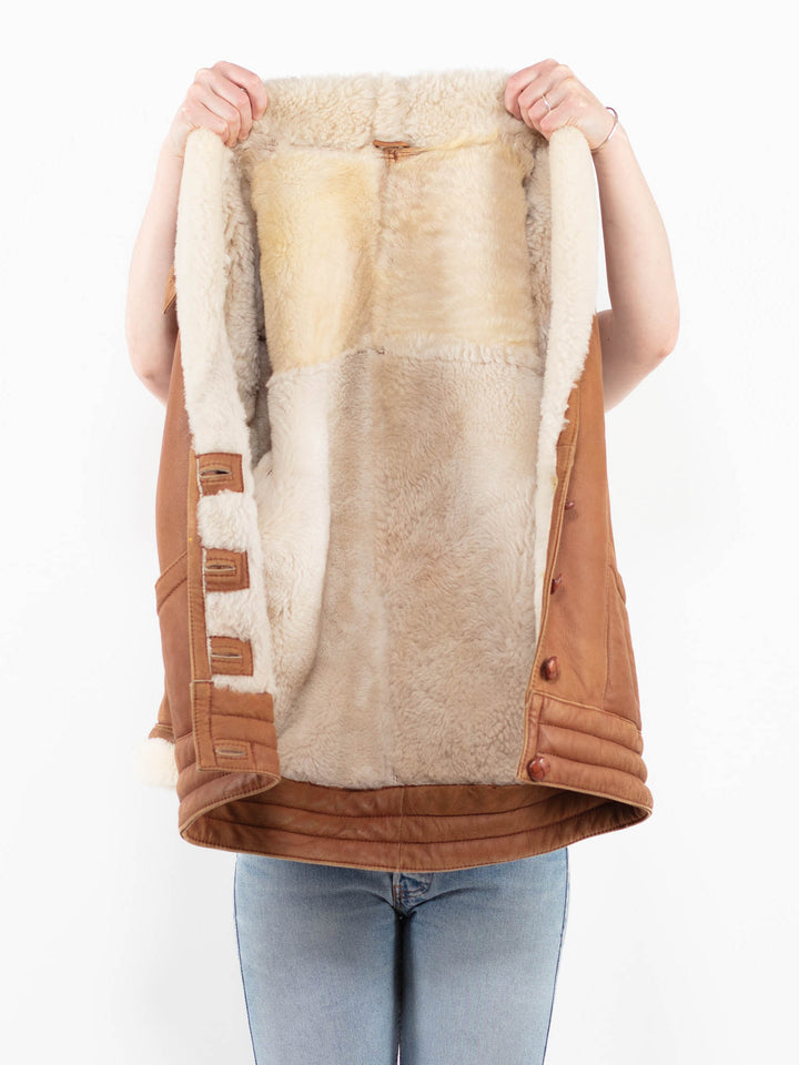 Vintage 80's Women Sheepskin Coat in BrownA0267