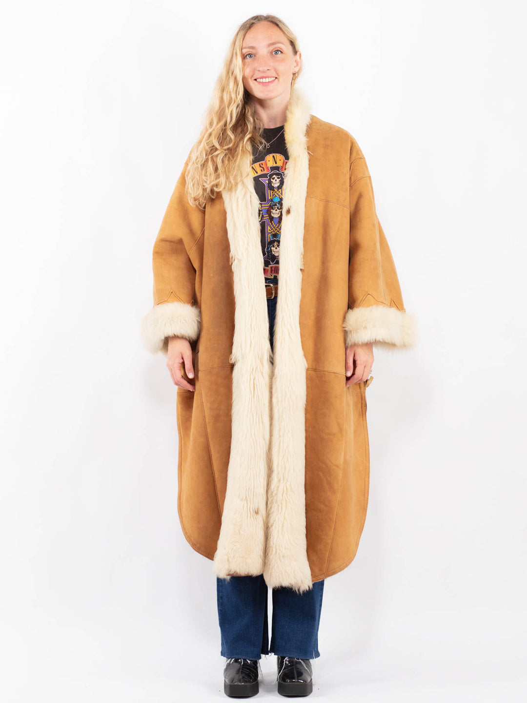Vintage 80's Women Sheepskin Coat in BrownA0372