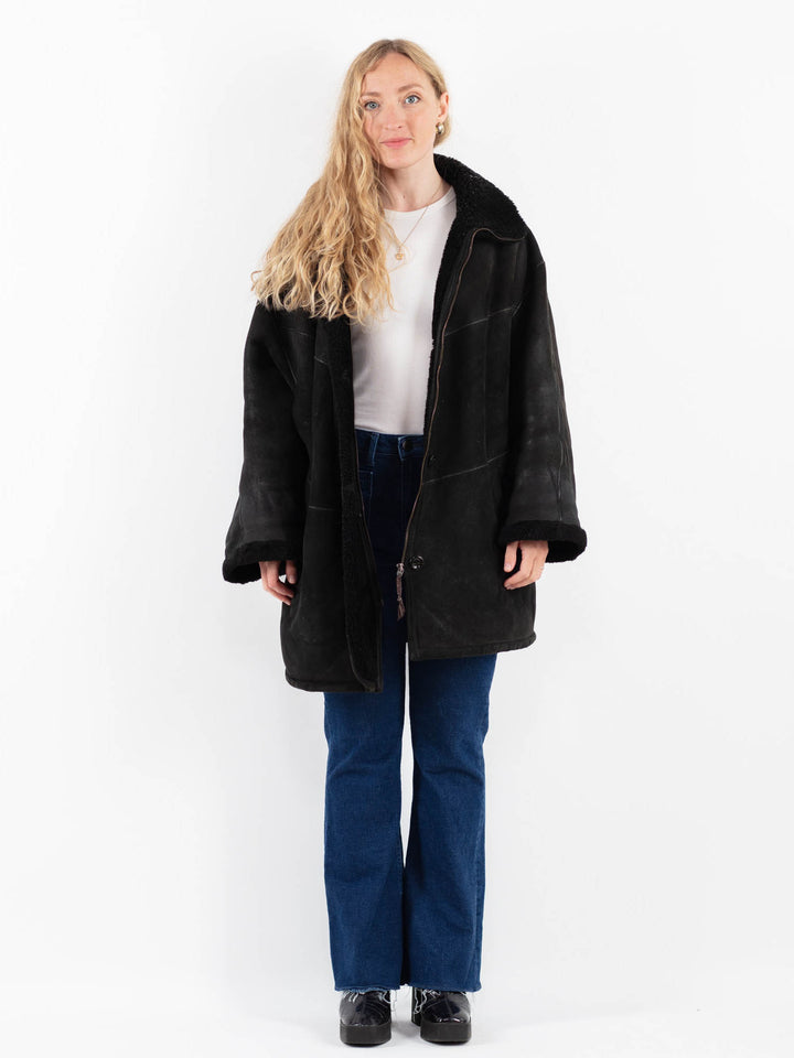 Vintage 90's Women Sheepskin Coat in BlackV9873