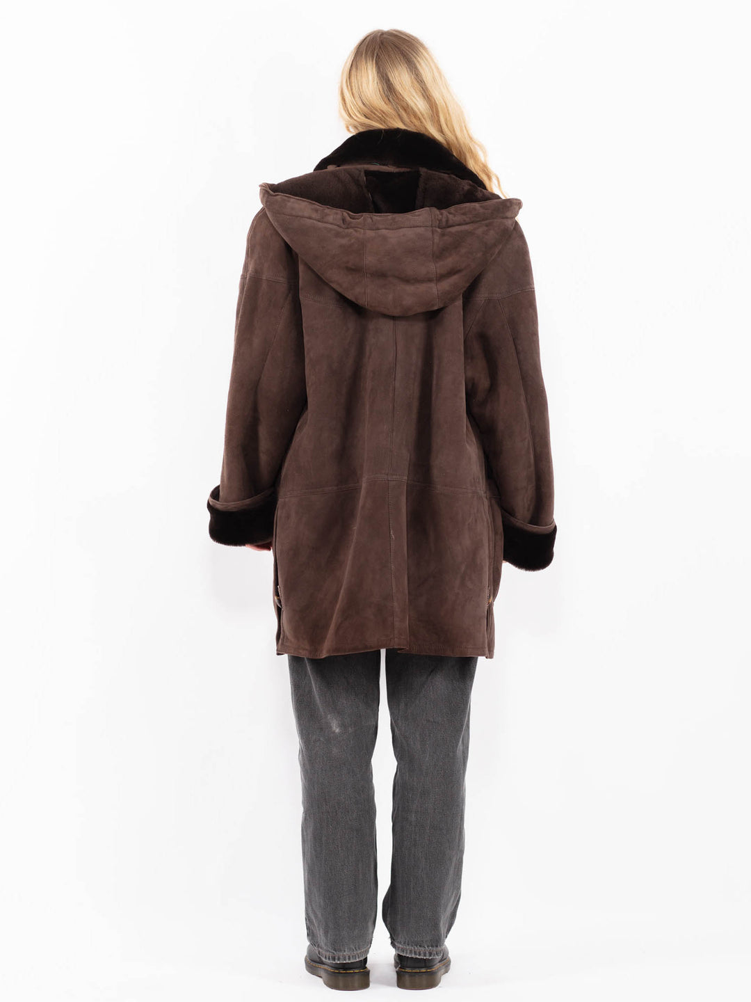 Vintage 80's Women Sheepskin Shearling Coat in BrownA0617