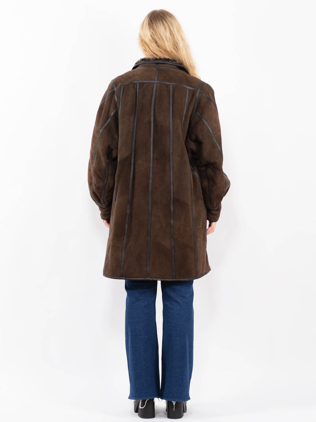Vintage 80's Women Sheepskin Coat in BrownA0374