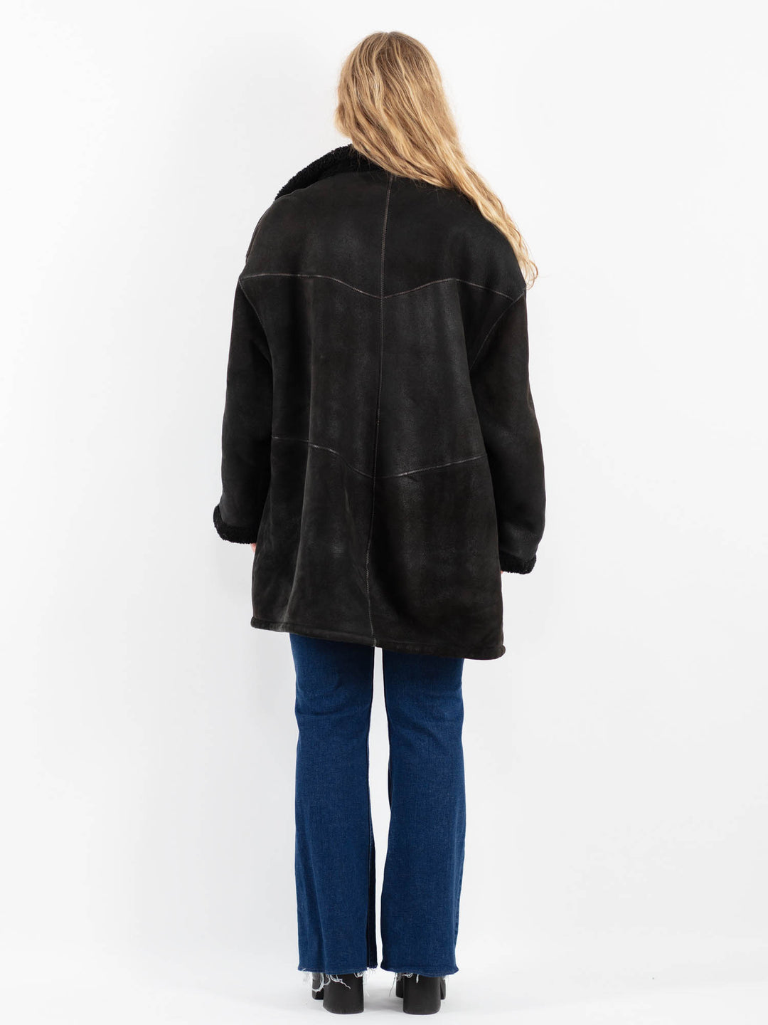 Vintage 90's Women Sheepskin Coat in BlackV9873