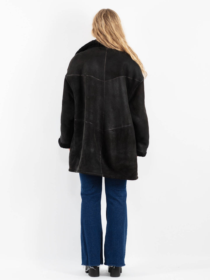 Vintage 90's Women Sheepskin Coat in BlackV9873