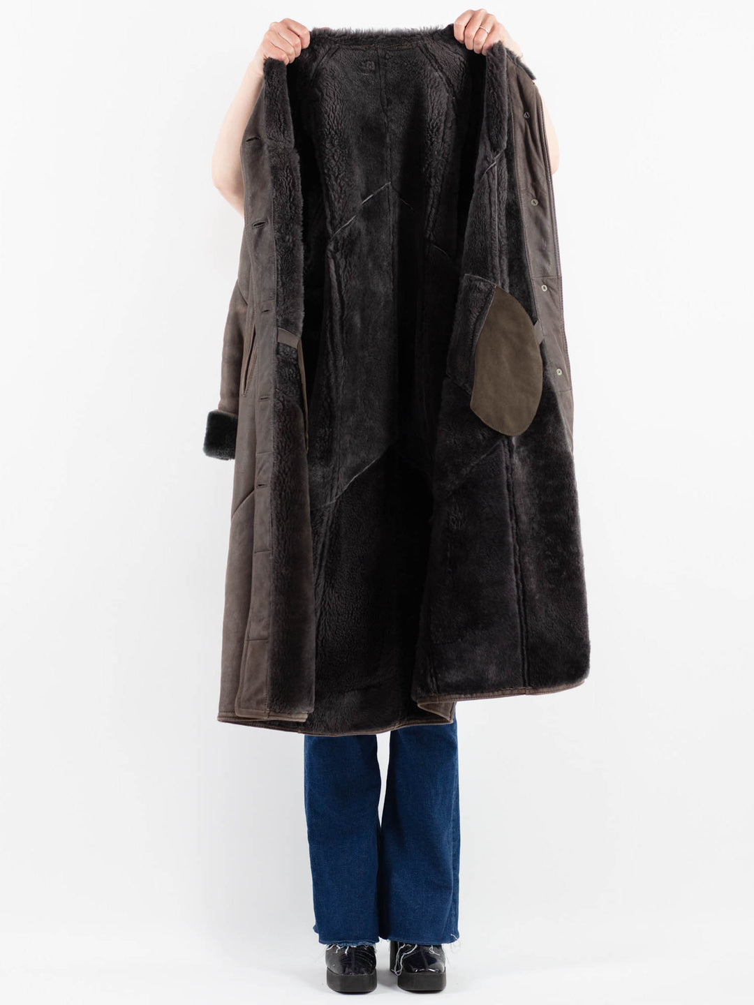 Vintage 80's Women Sheepskin Coat in GrayV9878