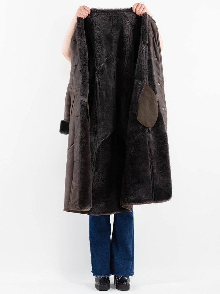 Vintage 80's Women Sheepskin Coat in GrayV9878