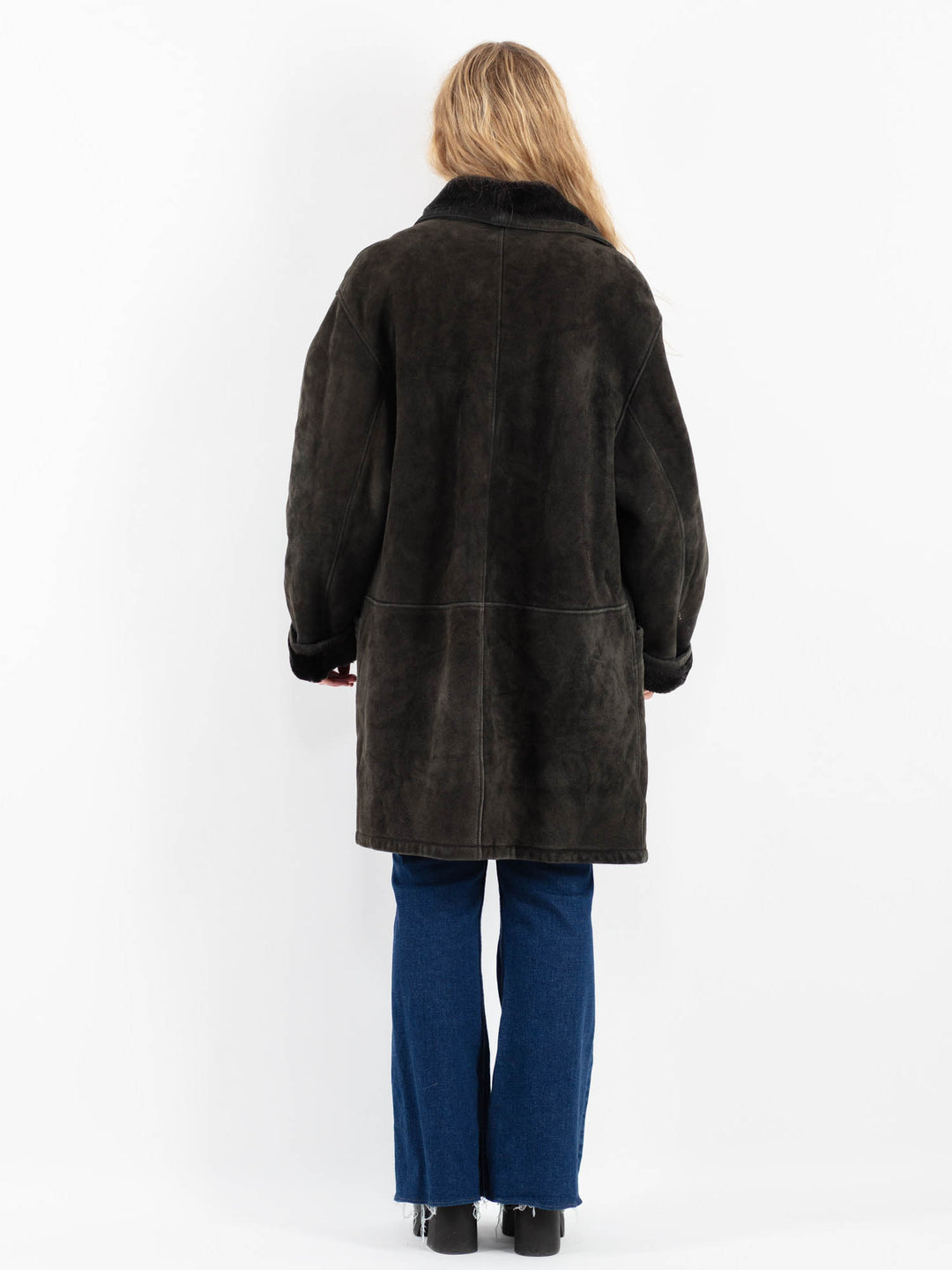 Vintage 80's Women Sheepskin Coat in GrayV9880