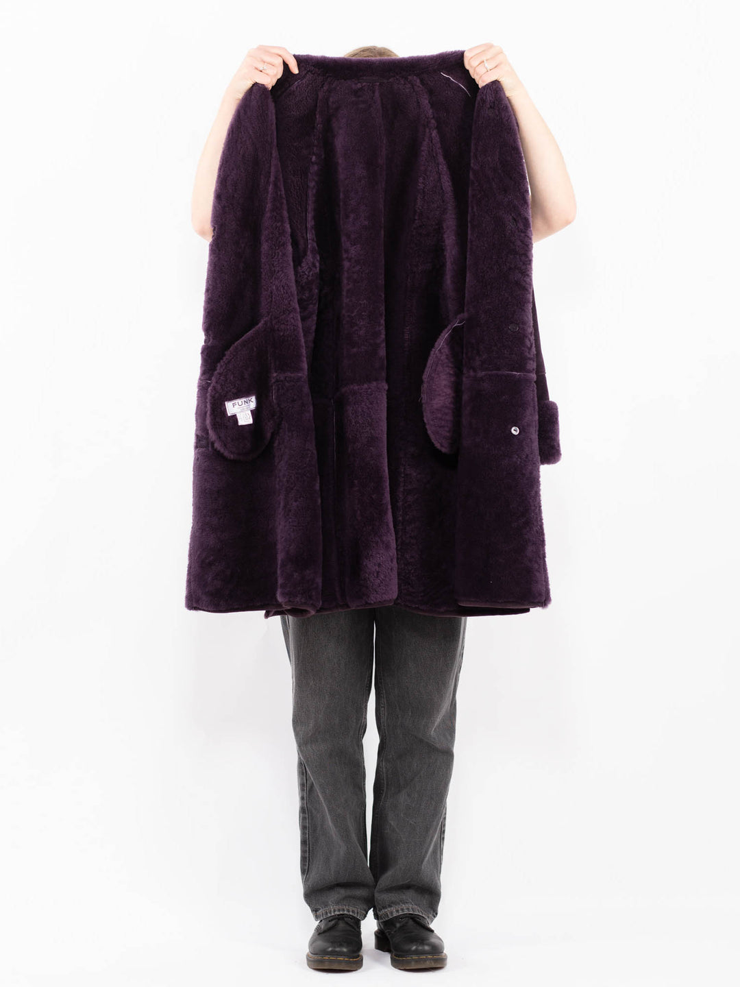 Vintage 80's Women Sheepskin Coat in PurpleA0625